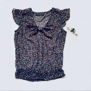 Zara Basic Elastic Bottom Band Floral Blouse